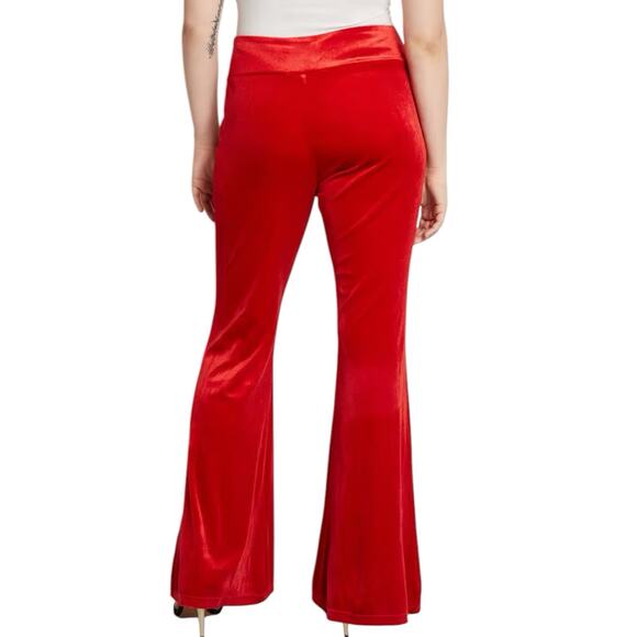 NWT ModCloth Loving The Luxe Life Red Velour Wide Leg Pants Size Small - Picture 2 of 9
